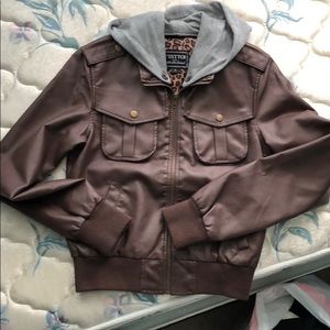Brown Faux Leather Jacket